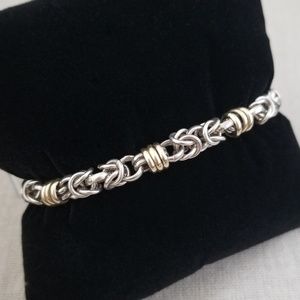 14k Gold & Sterling Silver Byzantine Bracelet